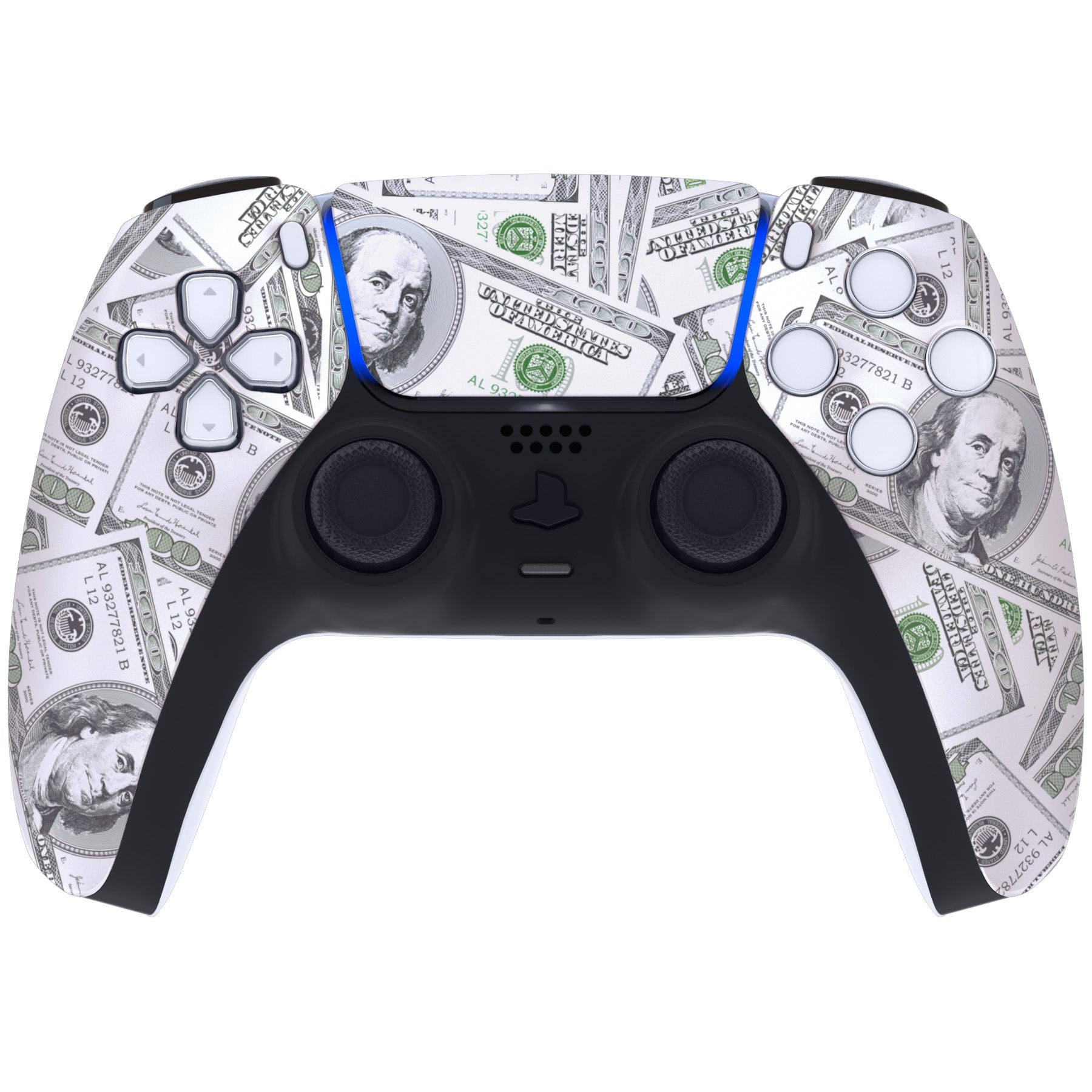 eXtremeRate Replacement Front Housing Shell with Touchpad Compatible with PS5 Controller BDM-010/020/030/040/050 - The $100 Cash Money eXtremeRate