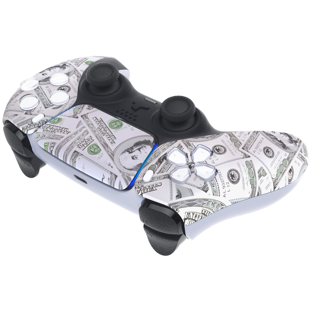 eXtremeRate Replacement Front Housing Shell with Touchpad Compatible with PS5 Controller BDM-010/020/030/040/050 - The $100 Cash Money eXtremeRate