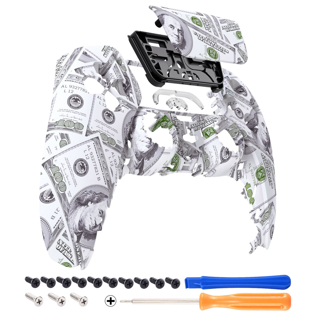 eXtremeRate Replacement Front Housing Shell with Touchpad Compatible with PS5 Controller BDM-010/020/030/040/050 - The $100 Cash Money eXtremeRate