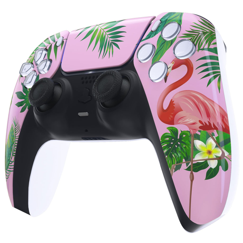 eXtremeRate Replacement Front Housing Shell with Touchpad Compatible with PS5 Controller BDM-010/020/030/040/050 - Tropical Flamingo eXtremeRate