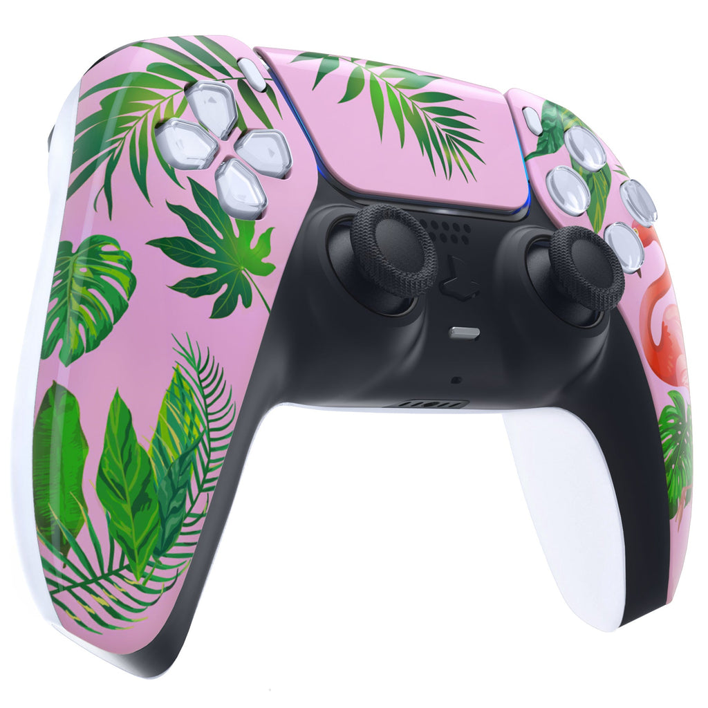 eXtremeRate Replacement Front Housing Shell with Touchpad Compatible with PS5 Controller BDM-010/020/030/040/050 - Tropical Flamingo eXtremeRate