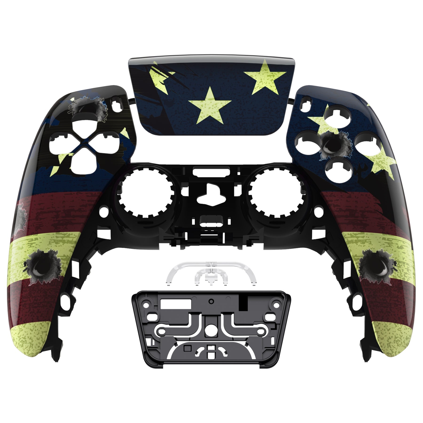 eXtremeRate Replacement Front Housing Shell with Touchpad Compatible with PS5 Controller BDM-010/020/030/040/050 - US Flag The Stars & Stripes eXtremeRate