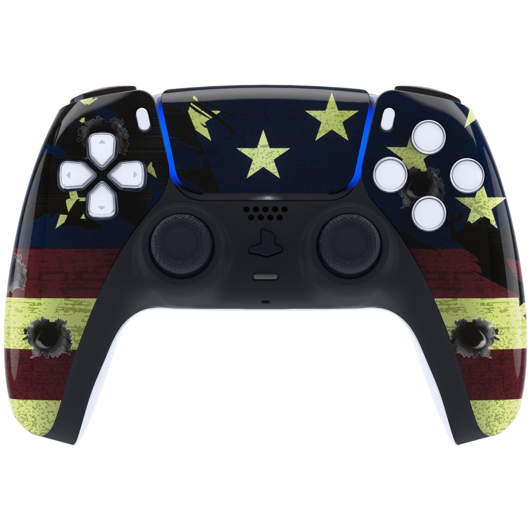 eXtremeRate Replacement Front Housing Shell with Touchpad Compatible with PS5 Controller BDM-010/020/030/040/050 - US Flag The Stars & Stripes eXtremeRate