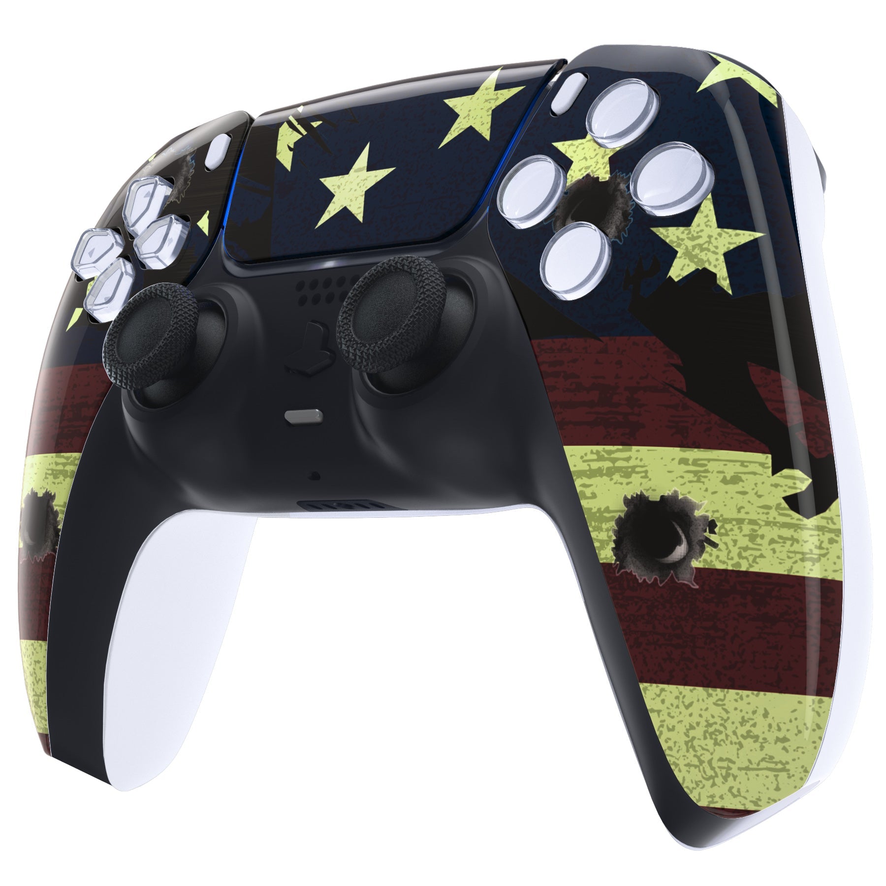 eXtremeRate Replacement Front Housing Shell with Touchpad Compatible with PS5 Controller BDM-010/020/030/040/050 - US Flag The Stars & Stripes eXtremeRate