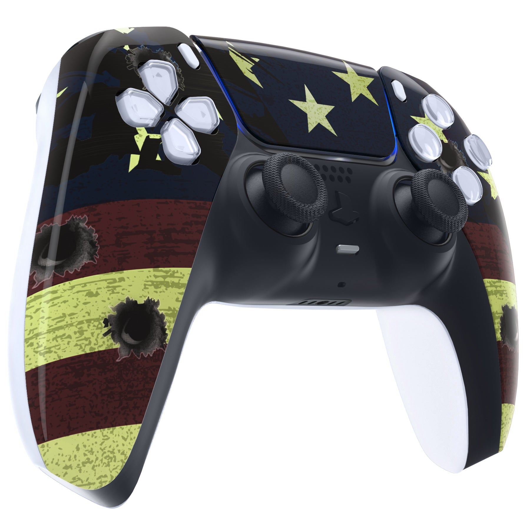 eXtremeRate Replacement Front Housing Shell with Touchpad Compatible with PS5 Controller BDM-010/020/030/040/050 - US Flag The Stars & Stripes eXtremeRate