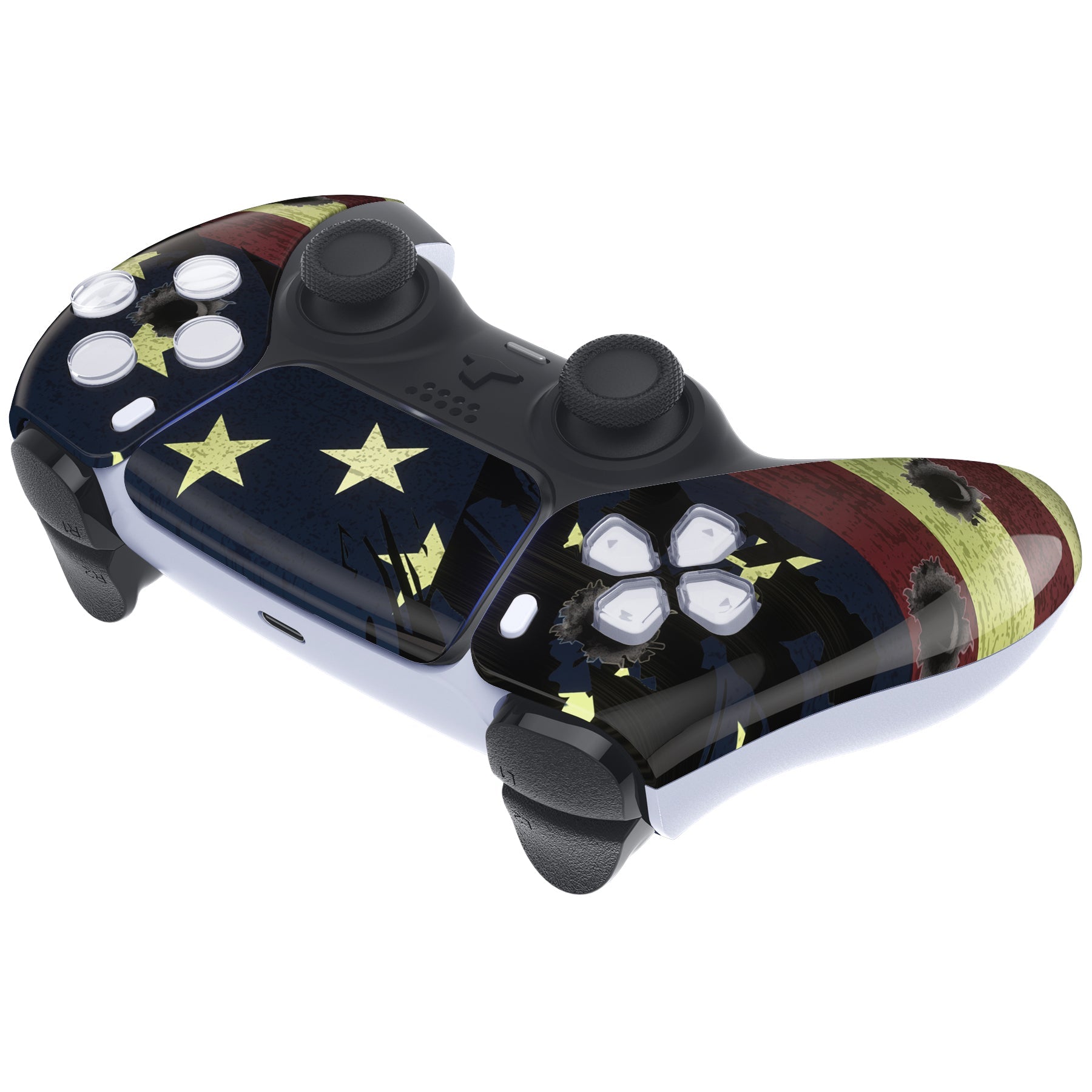 eXtremeRate Replacement Front Housing Shell with Touchpad Compatible with PS5 Controller BDM-010/020/030/040/050 - US Flag The Stars & Stripes eXtremeRate