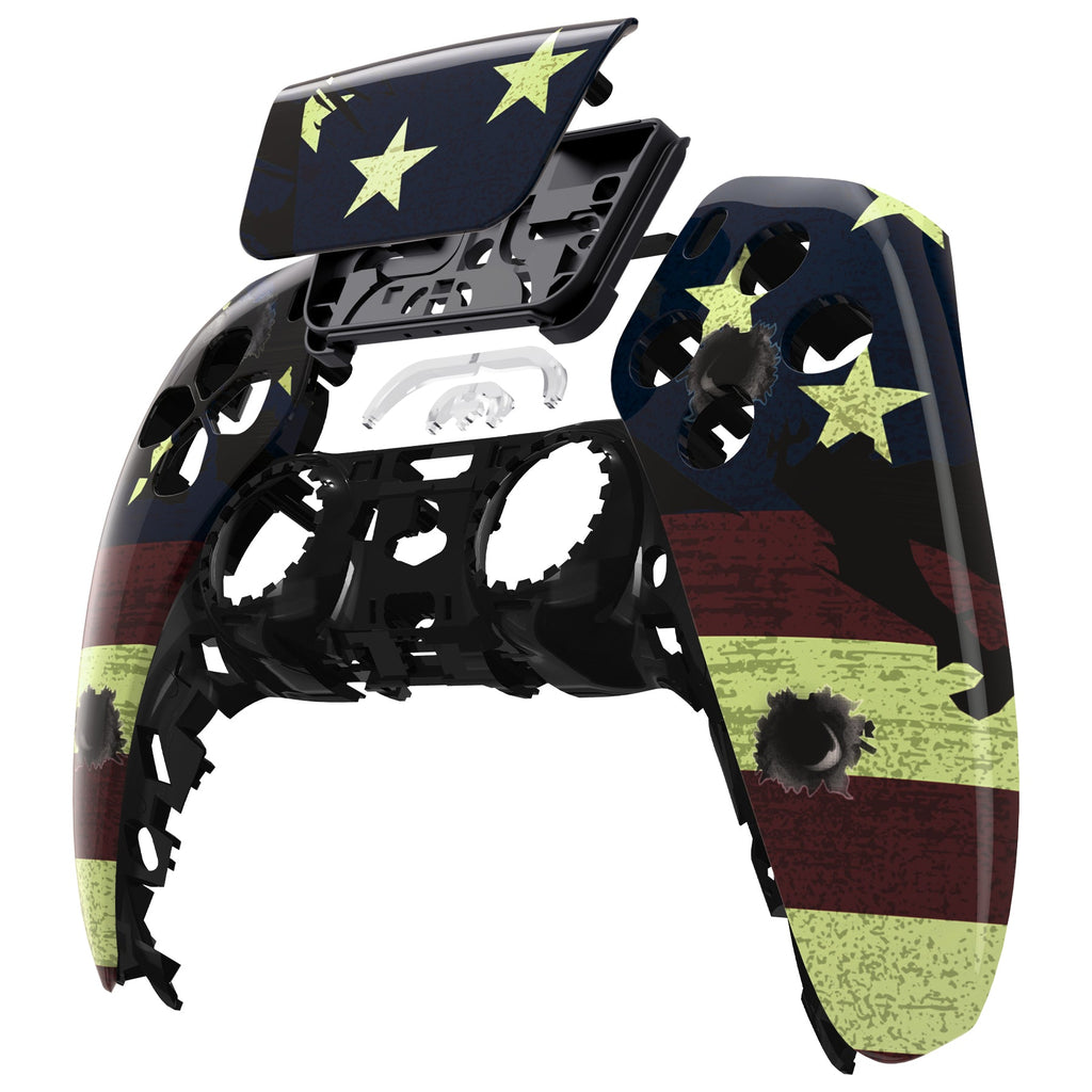 eXtremeRate Replacement Front Housing Shell with Touchpad Compatible with PS5 Controller BDM-010/020/030/040/050 - US Flag The Stars & Stripes eXtremeRate