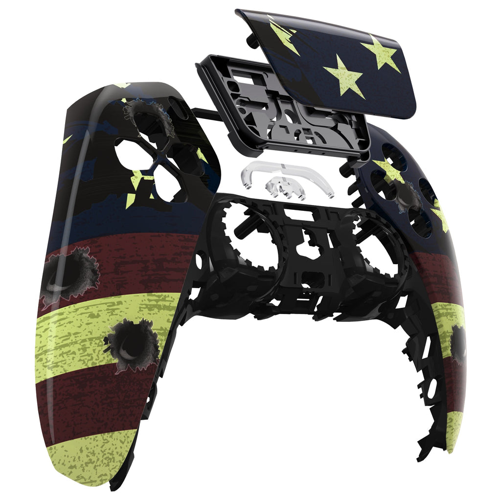 eXtremeRate Replacement Front Housing Shell with Touchpad Compatible with PS5 Controller BDM-010/020/030/040/050 - US Flag The Stars & Stripes eXtremeRate