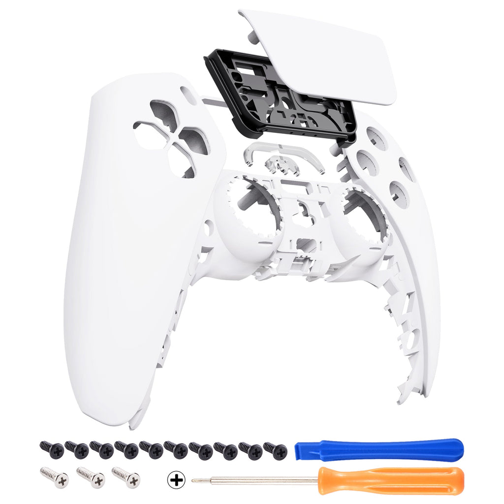 eXtremeRate Replacement Front Housing Shell with Touchpad Compatible with PS5 Controller BDM-010/020/030/040/050/060 - White eXtremeRate
