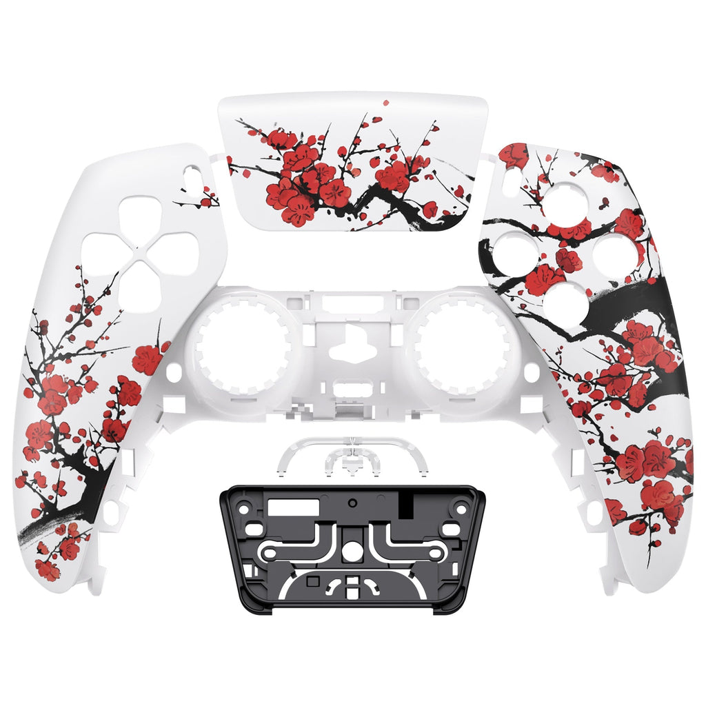 eXtremeRate Replacement Front Housing Shell with Touchpad Compatible with PS5 Controller BDM-010/020/030/040/050/060 - Winter Blossom eXtremeRate