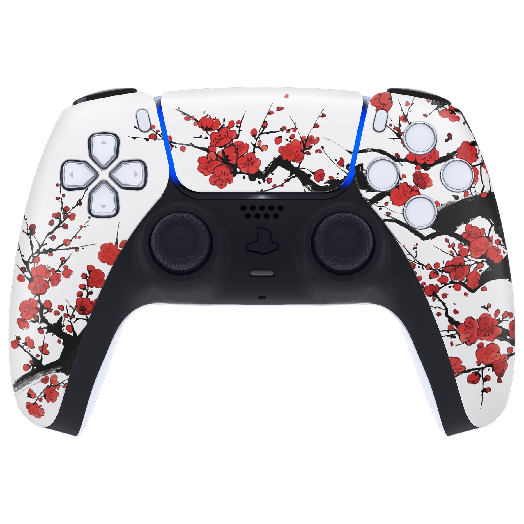 eXtremeRate Replacement Front Housing Shell with Touchpad Compatible with PS5 Controller BDM-010/020/030/040/050/060 - Winter Blossom eXtremeRate