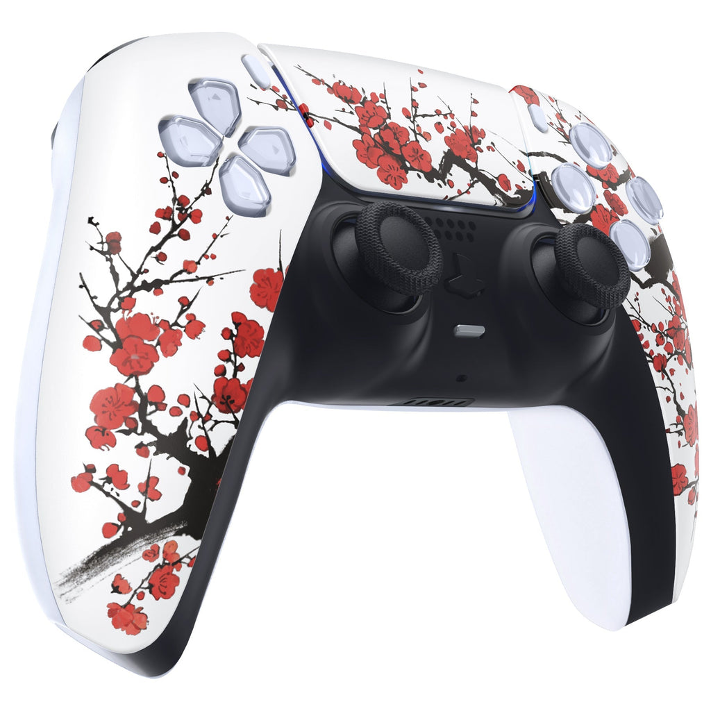 eXtremeRate Replacement Front Housing Shell with Touchpad Compatible with PS5 Controller BDM-010/020/030/040/050/060 - Winter Blossom eXtremeRate
