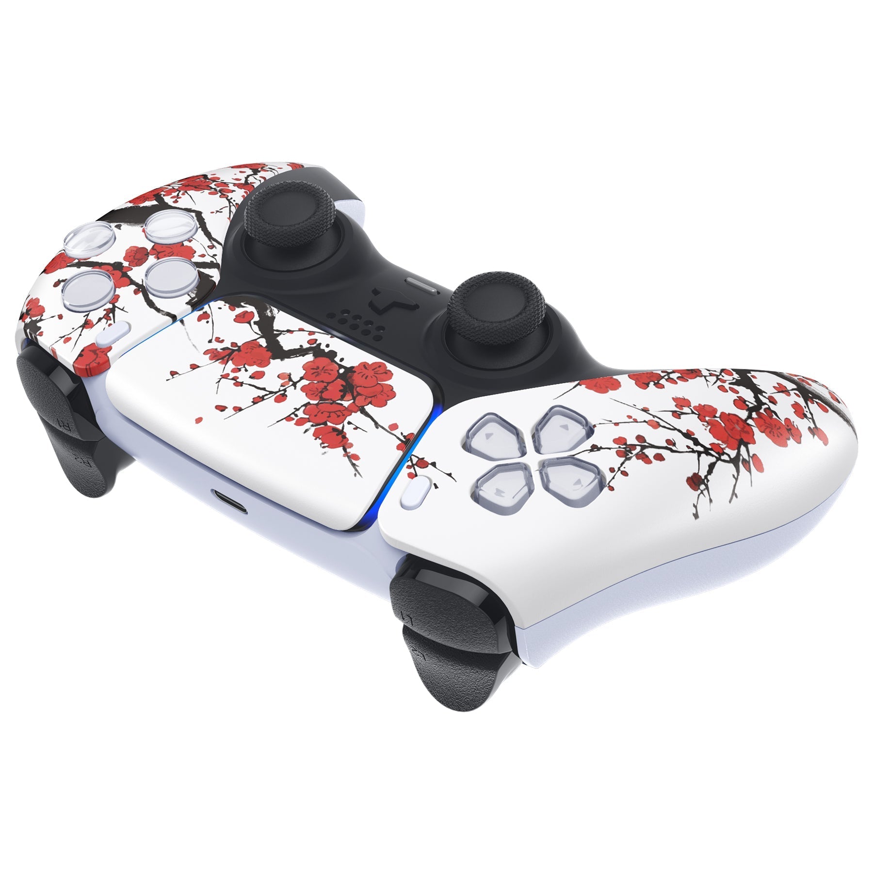 eXtremeRate Replacement Front Housing Shell with Touchpad Compatible with PS5 Controller BDM-010/020/030/040/050/060 - Winter Blossom eXtremeRate