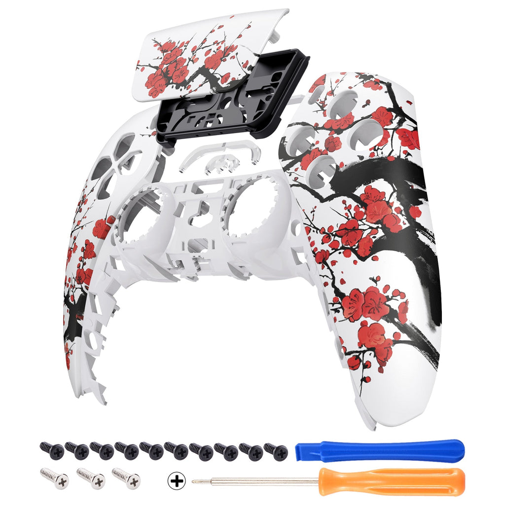 eXtremeRate Replacement Front Housing Shell with Touchpad Compatible with PS5 Controller BDM-010/020/030/040/050/060 - Winter Blossom eXtremeRate