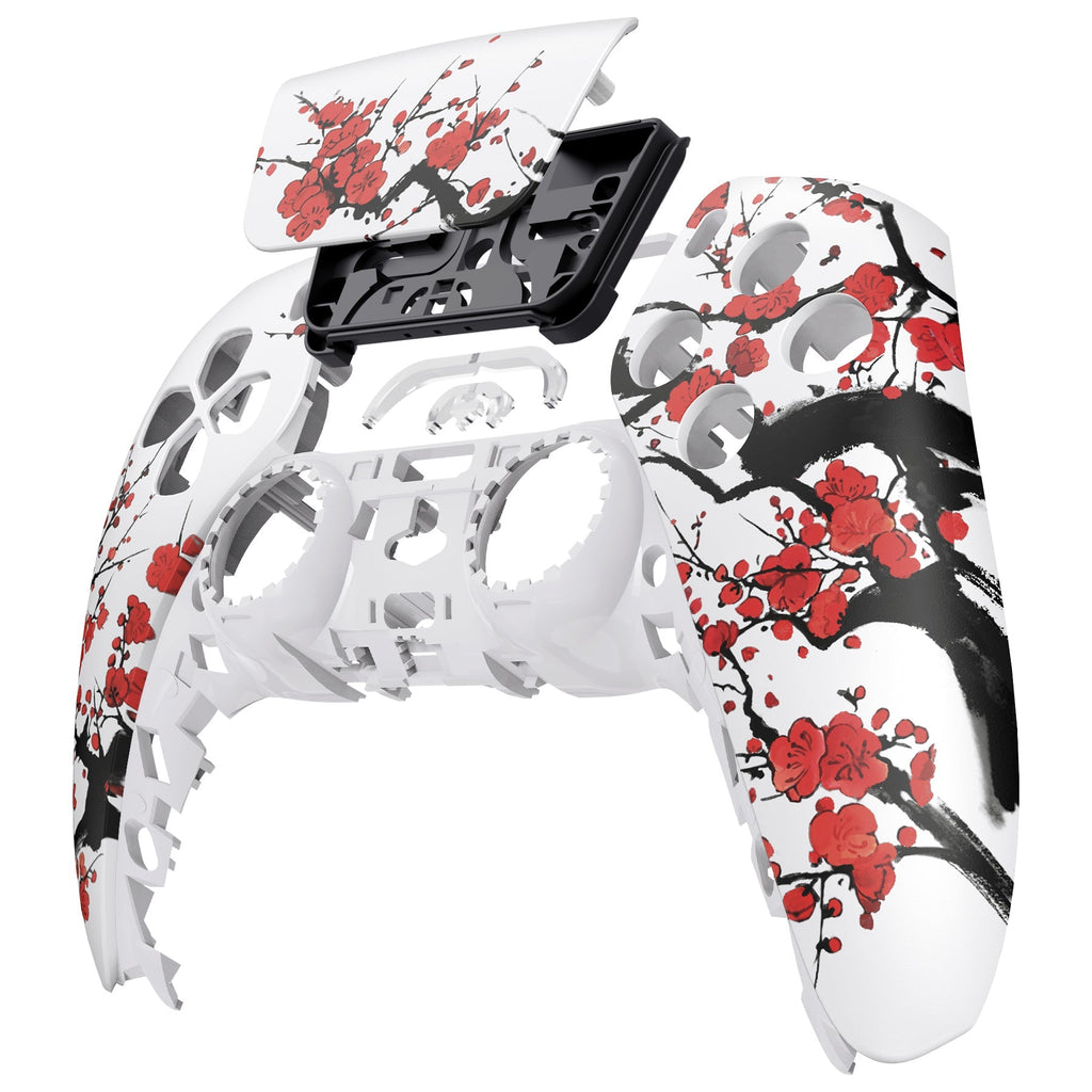 eXtremeRate Replacement Front Housing Shell with Touchpad Compatible with PS5 Controller BDM-010/020/030/040/050/060 - Winter Blossom eXtremeRate