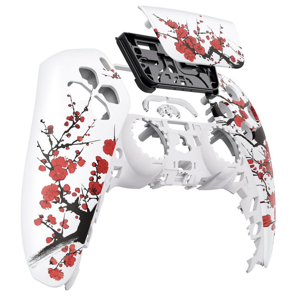 eXtremeRate Replacement Front Housing Shell with Touchpad Compatible with PS5 Controller BDM-010/020/030/040/050/060 - Winter Blossom eXtremeRate