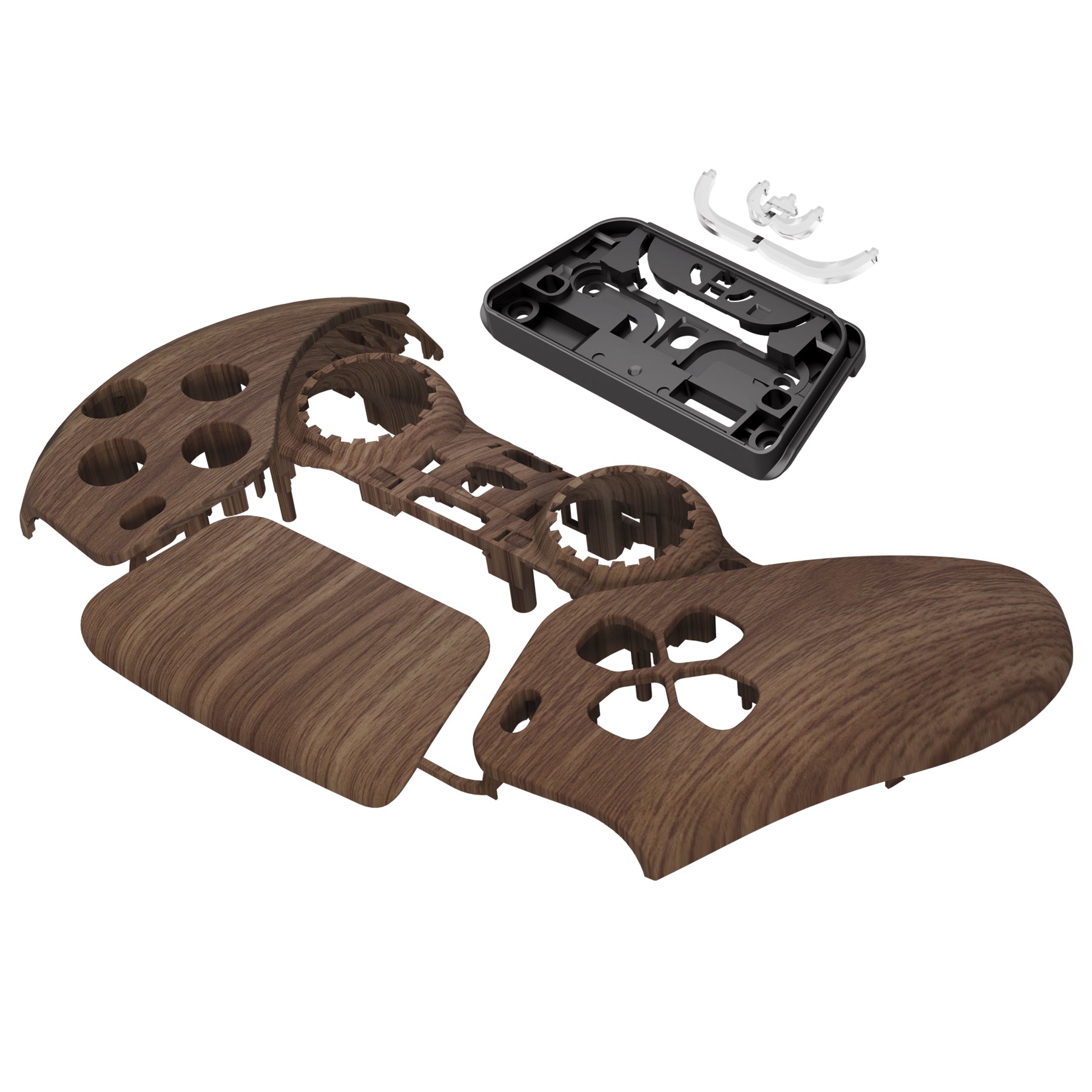 eXtremeRate Replacement Front Housing Shell with Touchpad Compatible with PS5 Controller BDM-010/020/030/040/050/060 - Wood Grain eXtremeRate
