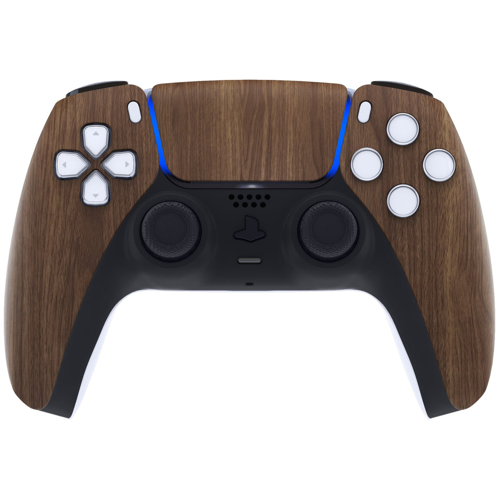eXtremeRate Replacement Front Housing Shell with Touchpad Compatible with PS5 Controller BDM-010/020/030/040/050/060 - Wood Grain eXtremeRate