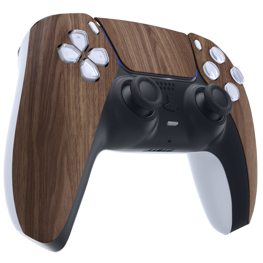 eXtremeRate Replacement Front Housing Shell with Touchpad Compatible with PS5 Controller BDM-010/020/030/040/050/060 - Wood Grain eXtremeRate