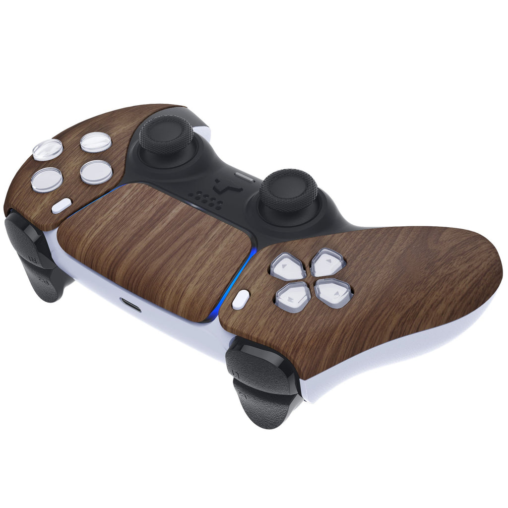 eXtremeRate Replacement Front Housing Shell with Touchpad Compatible with PS5 Controller BDM-010/020/030/040/050/060 - Wood Grain eXtremeRate