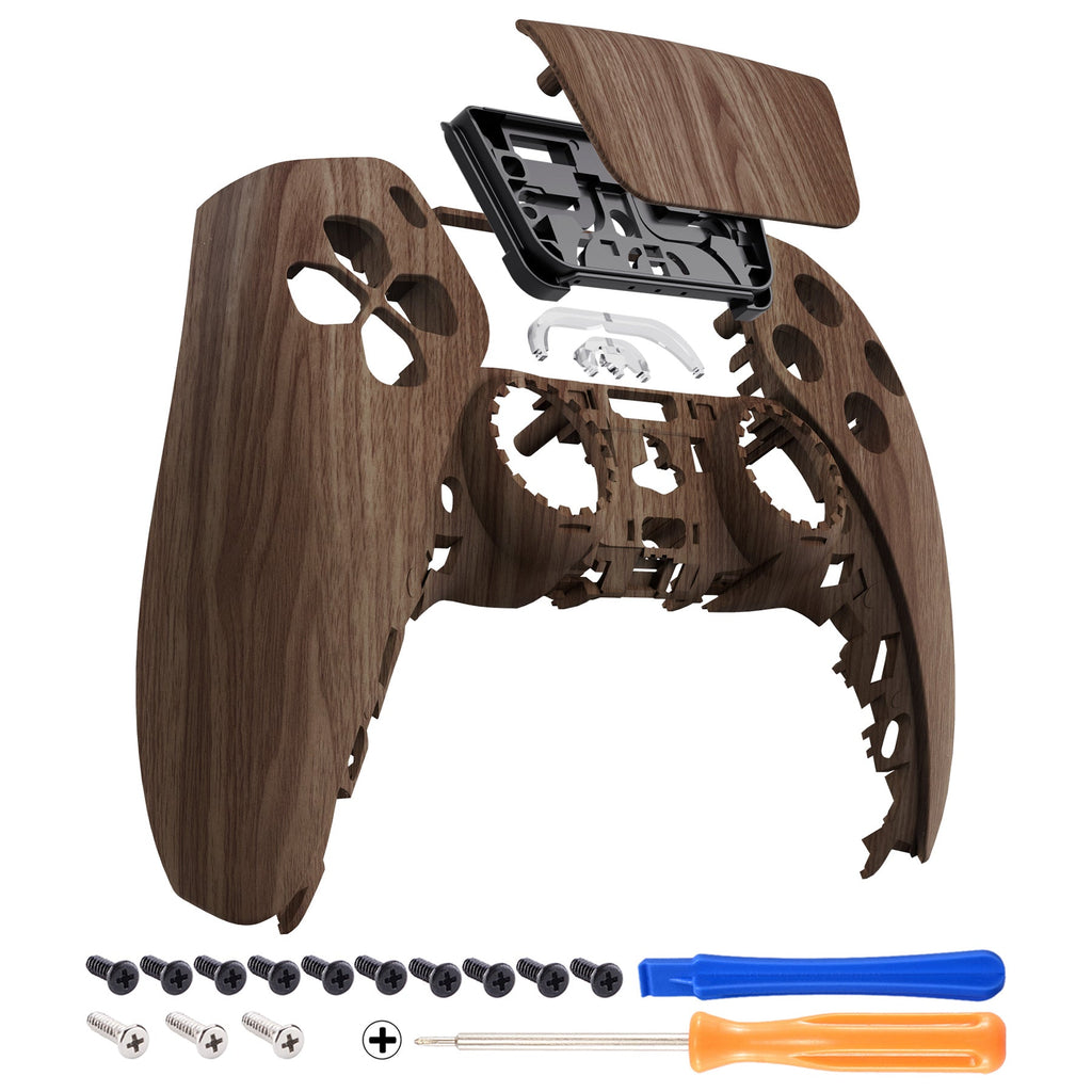 eXtremeRate Replacement Front Housing Shell with Touchpad Compatible with PS5 Controller BDM-010/020/030/040/050/060 - Wood Grain eXtremeRate