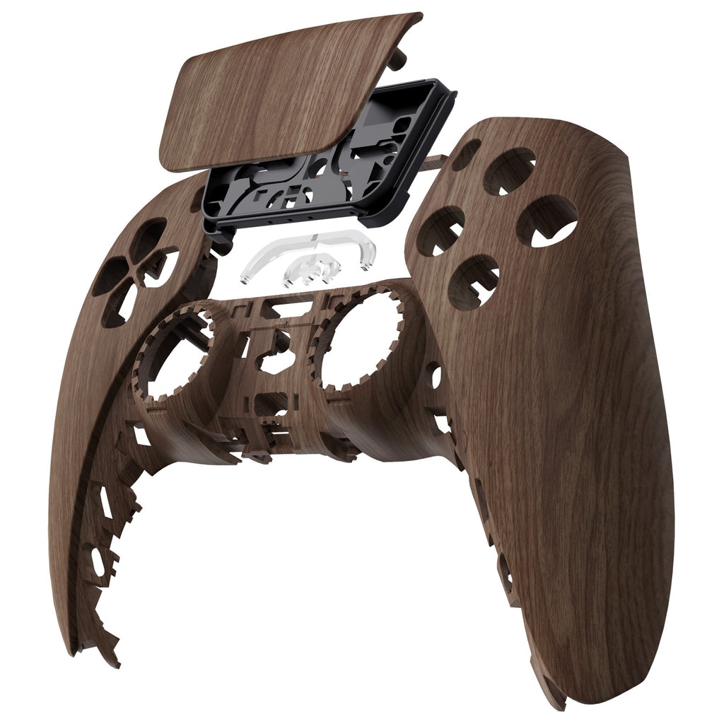 eXtremeRate Replacement Front Housing Shell with Touchpad Compatible with PS5 Controller BDM-010/020/030/040/050/060 - Wood Grain eXtremeRate