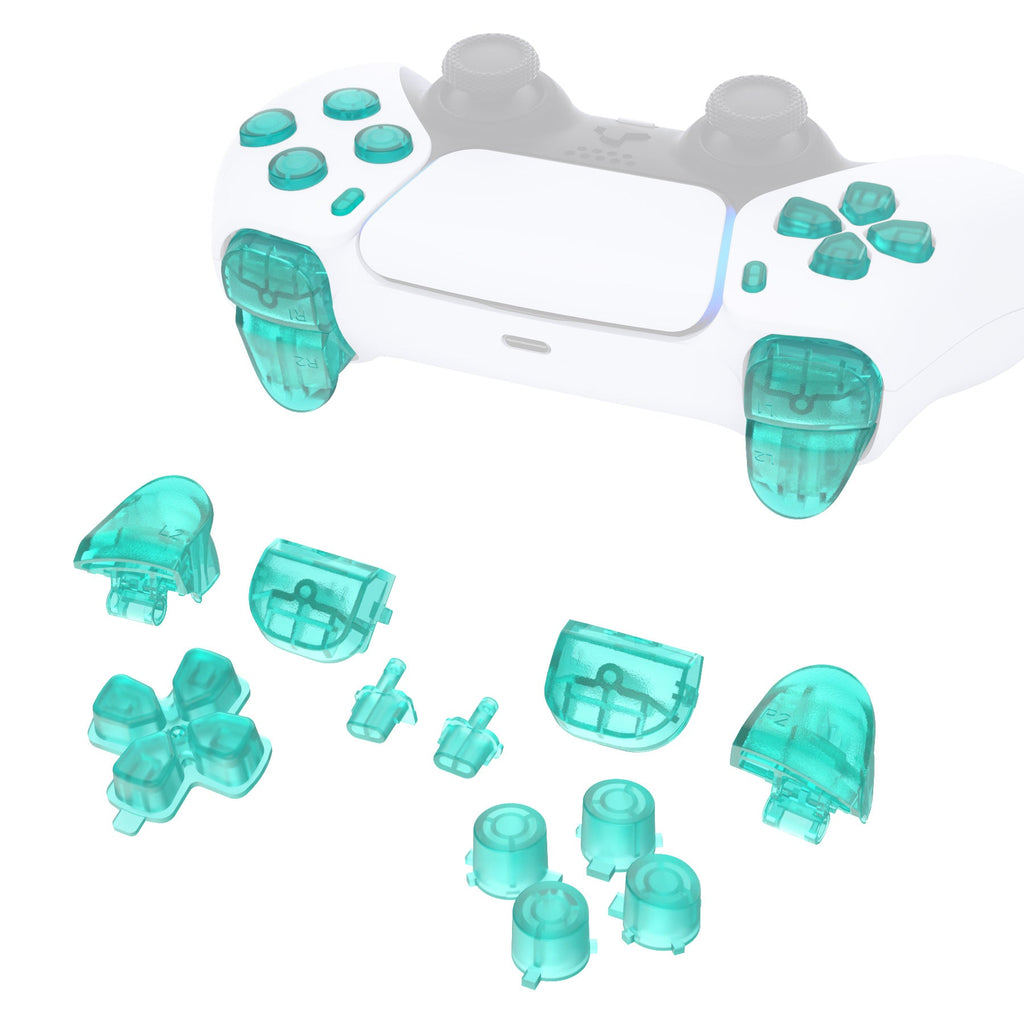 eXtremeRate Replacement Full Set Buttons Compatible with PS5 Controller BDM-010/020 - Emerald Green eXtremeRate