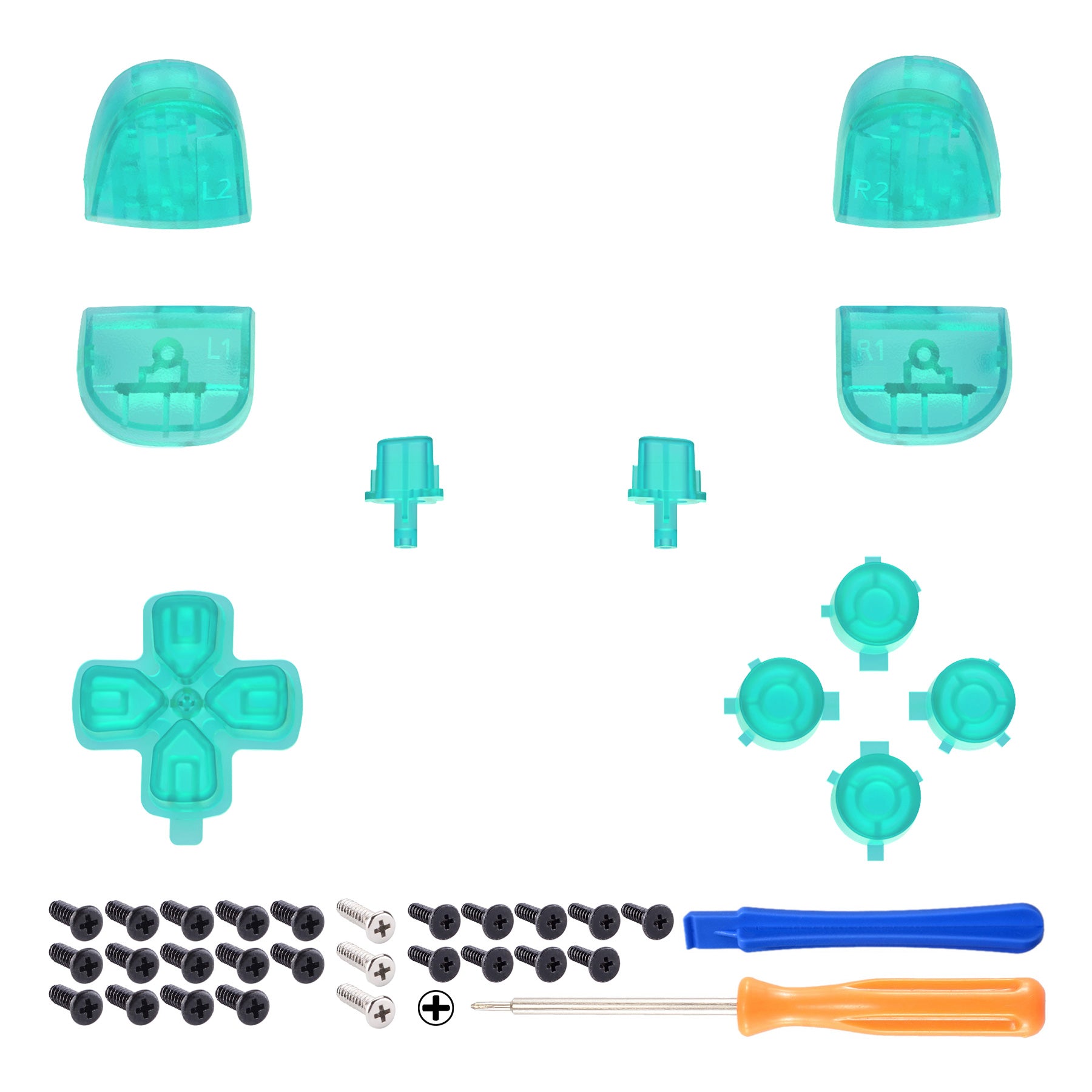 eXtremeRate Replacement Full Set Buttons Compatible with PS5 Controller BDM-010/020 - Emerald Green eXtremeRate
