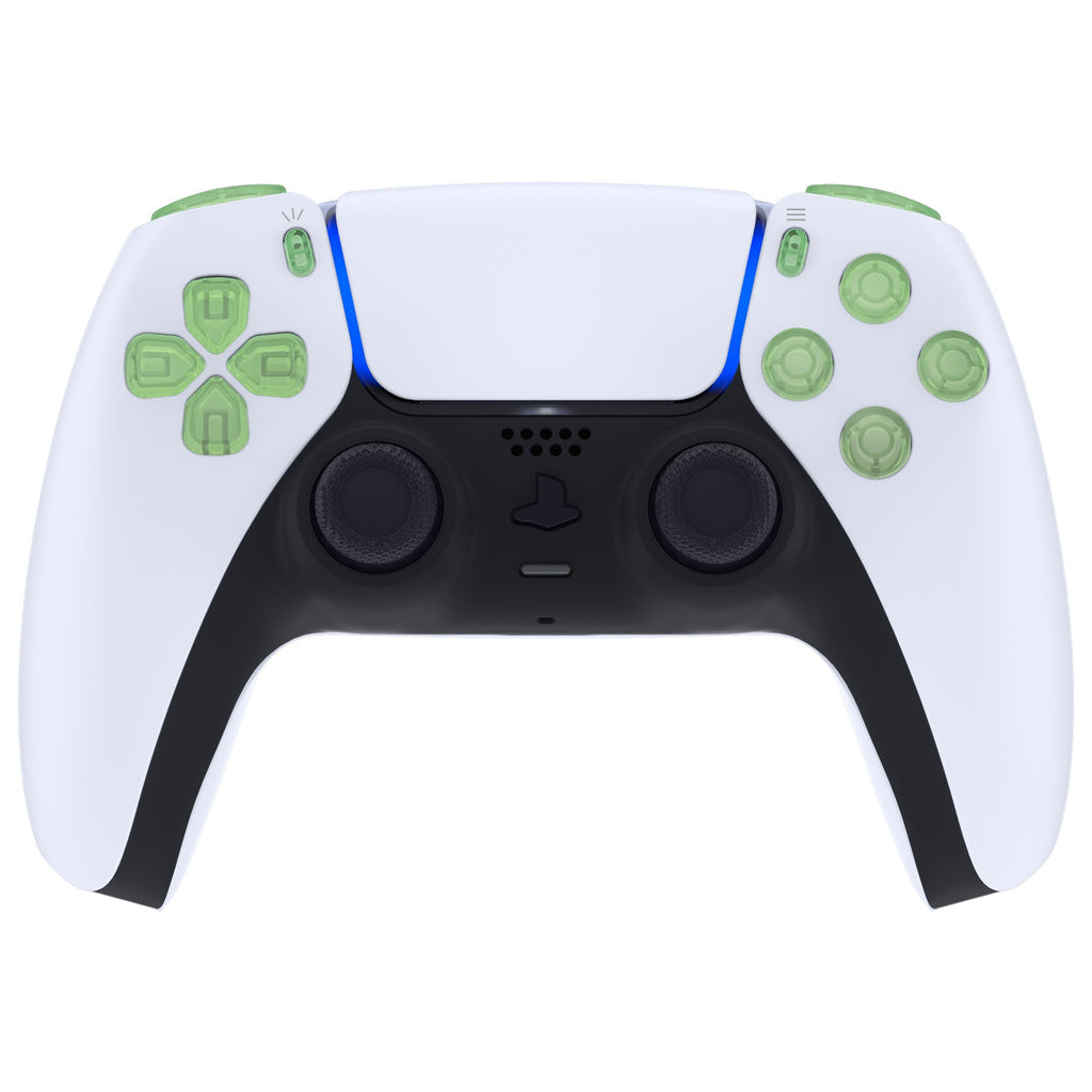 eXtremeRate Replacement Full Set Buttons Compatible with PS5 Controller BDM-030/040/050/060 - Clear Light Green eXtremeRate