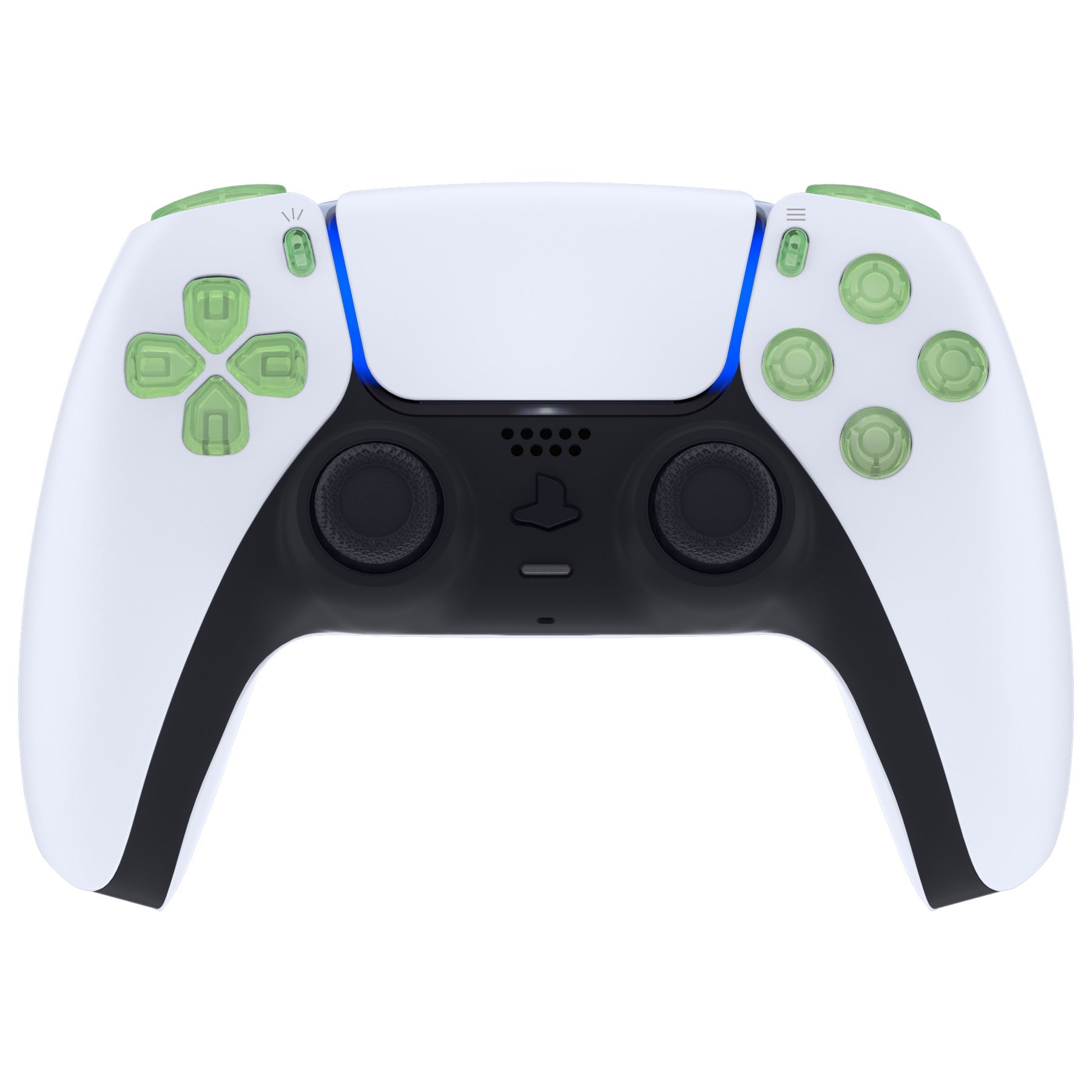 eXtremeRate Replacement Full Set Buttons Compatible with PS5 Controller BDM-030/040/050/060 - Clear Light Green eXtremeRate