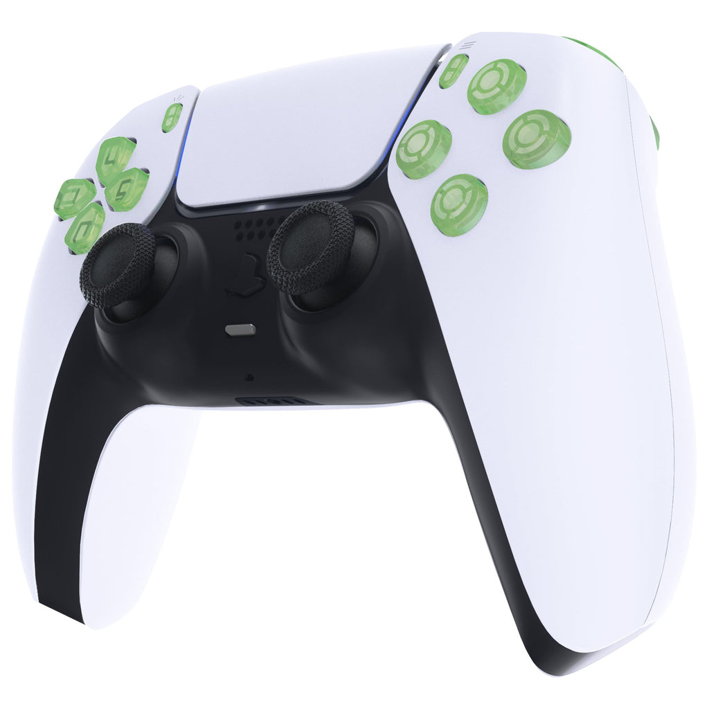 eXtremeRate Replacement Full Set Buttons Compatible with PS5 Controller BDM-030/040/050/060 - Clear Light Green eXtremeRate