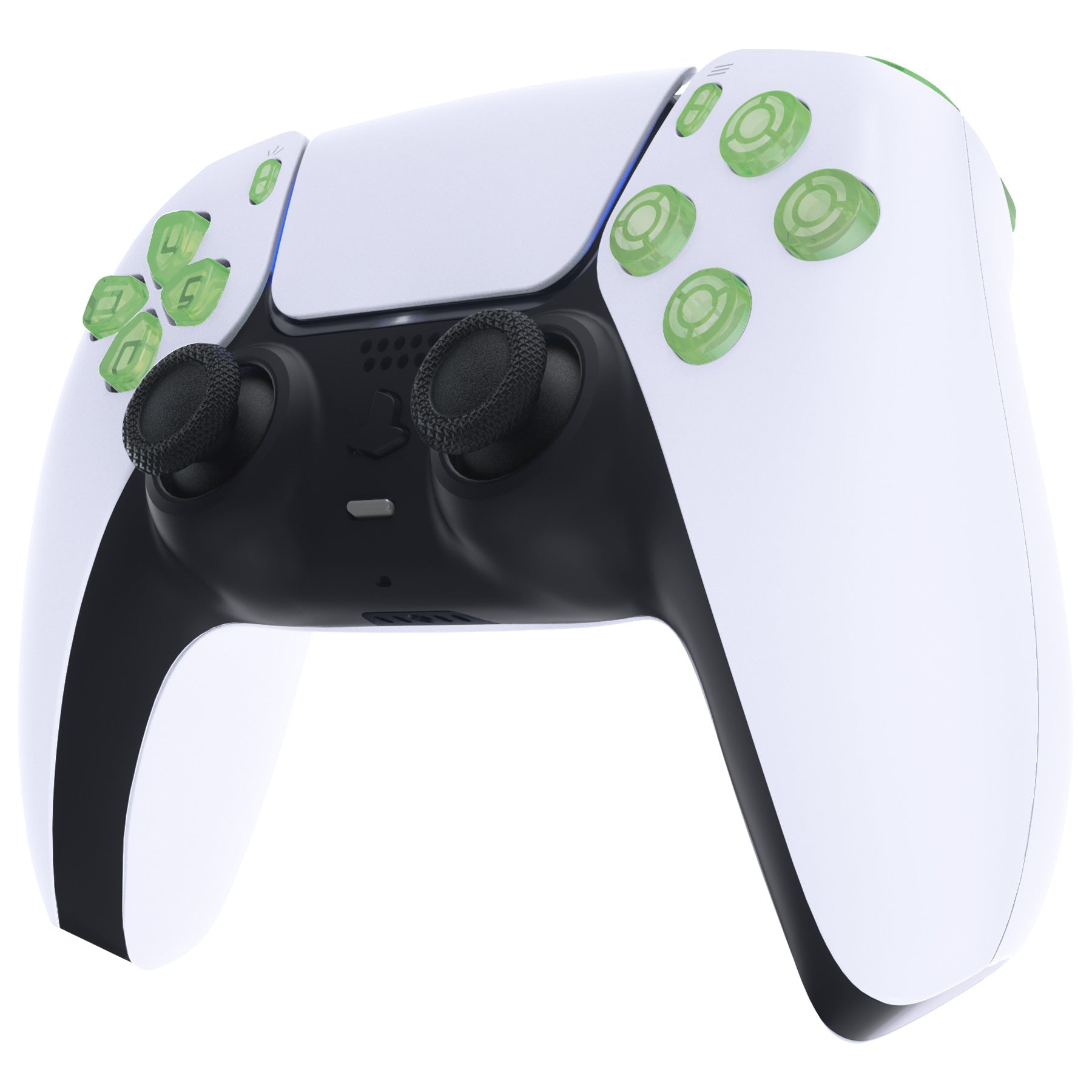 eXtremeRate Replacement Full Set Buttons Compatible with PS5 Controller BDM-030/040/050/060 - Clear Light Green eXtremeRate