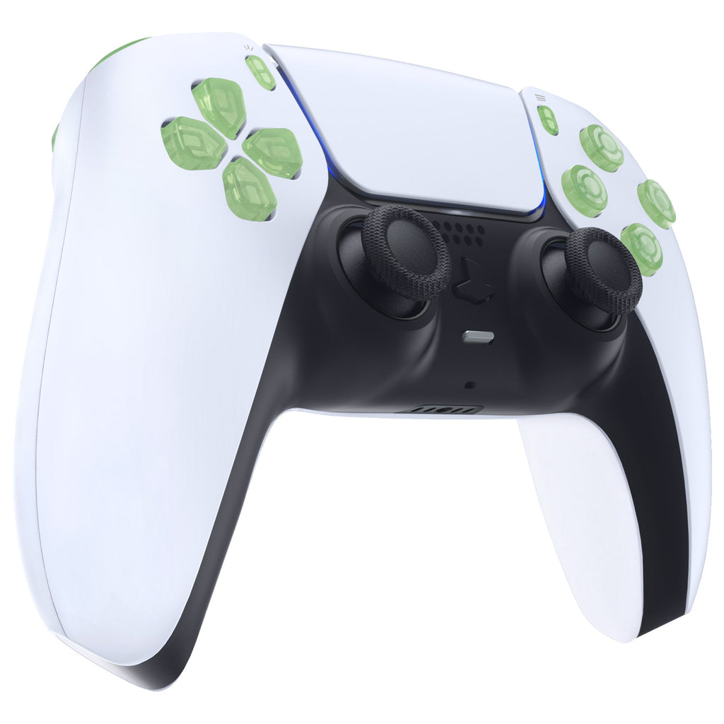 eXtremeRate Replacement Full Set Buttons Compatible with PS5 Controller BDM-030/040/050/060 - Clear Light Green eXtremeRate
