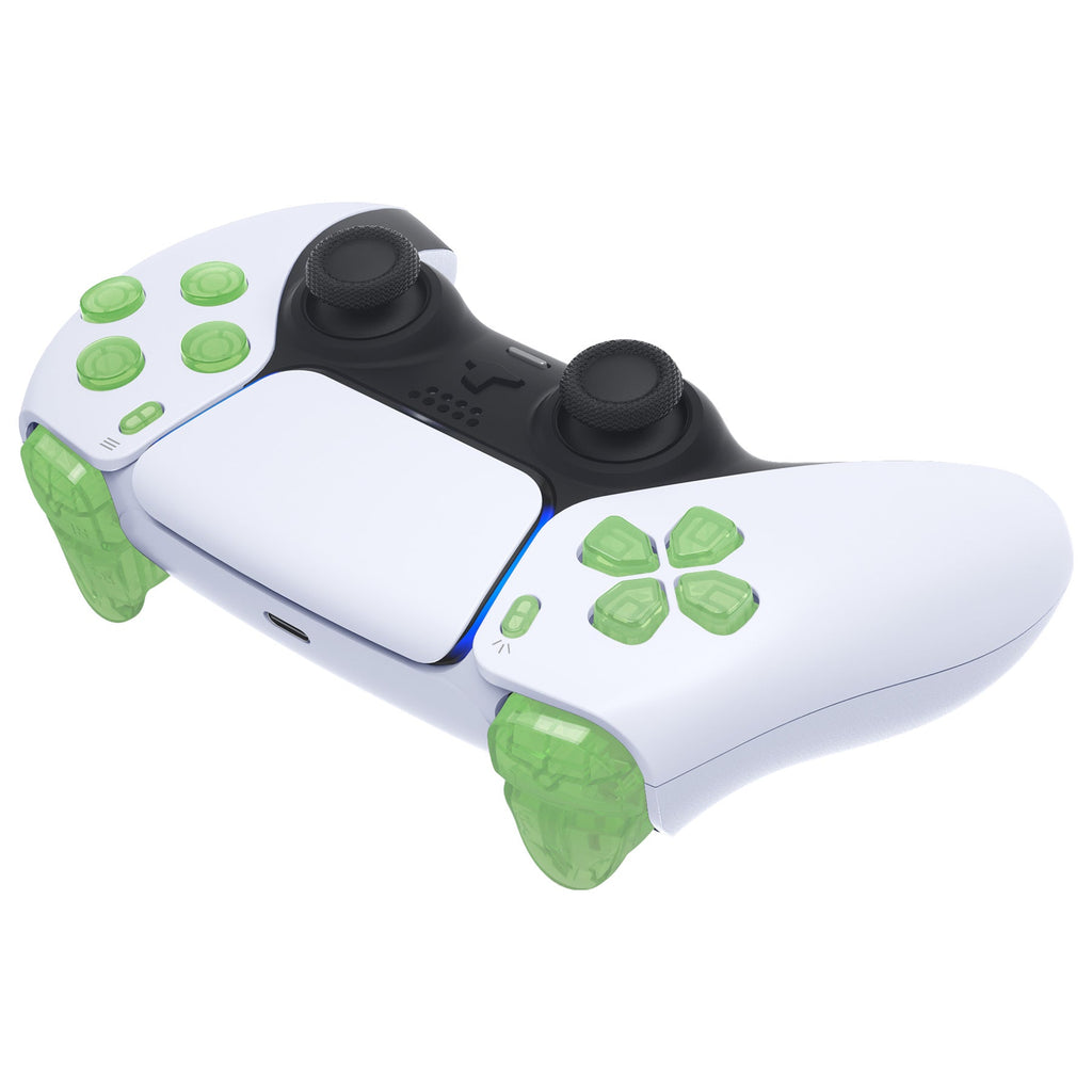 eXtremeRate Replacement Full Set Buttons Compatible with PS5 Controller BDM-030/040/050/060 - Clear Light Green eXtremeRate