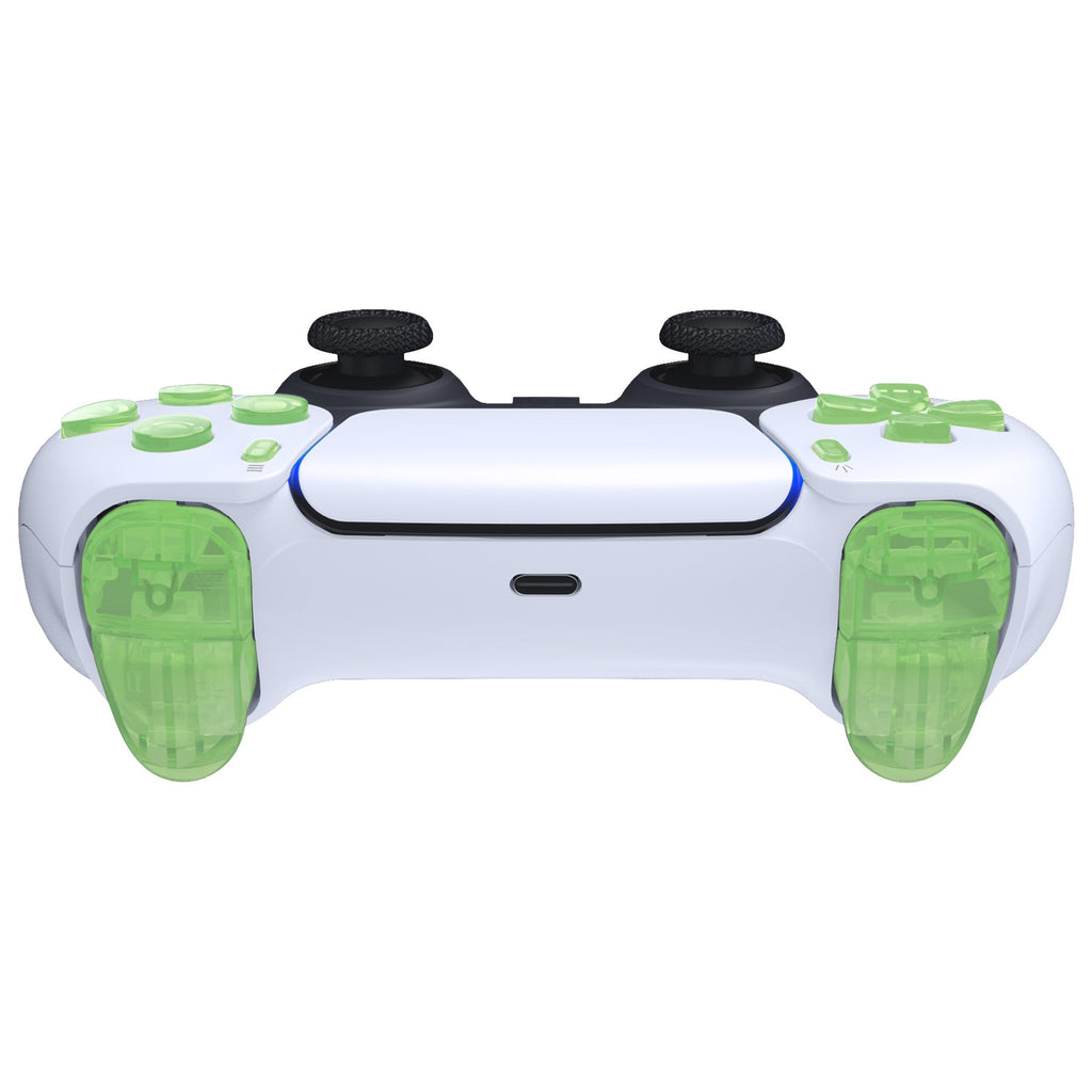 eXtremeRate Replacement Full Set Buttons Compatible with PS5 Controller BDM-030/040/050/060 - Clear Light Green eXtremeRate