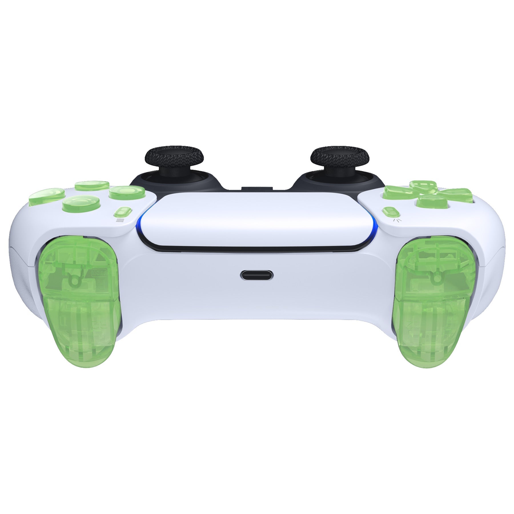 eXtremeRate Replacement Full Set Buttons Compatible with PS5 Controller BDM-030/040/050/060 - Clear Light Green eXtremeRate
