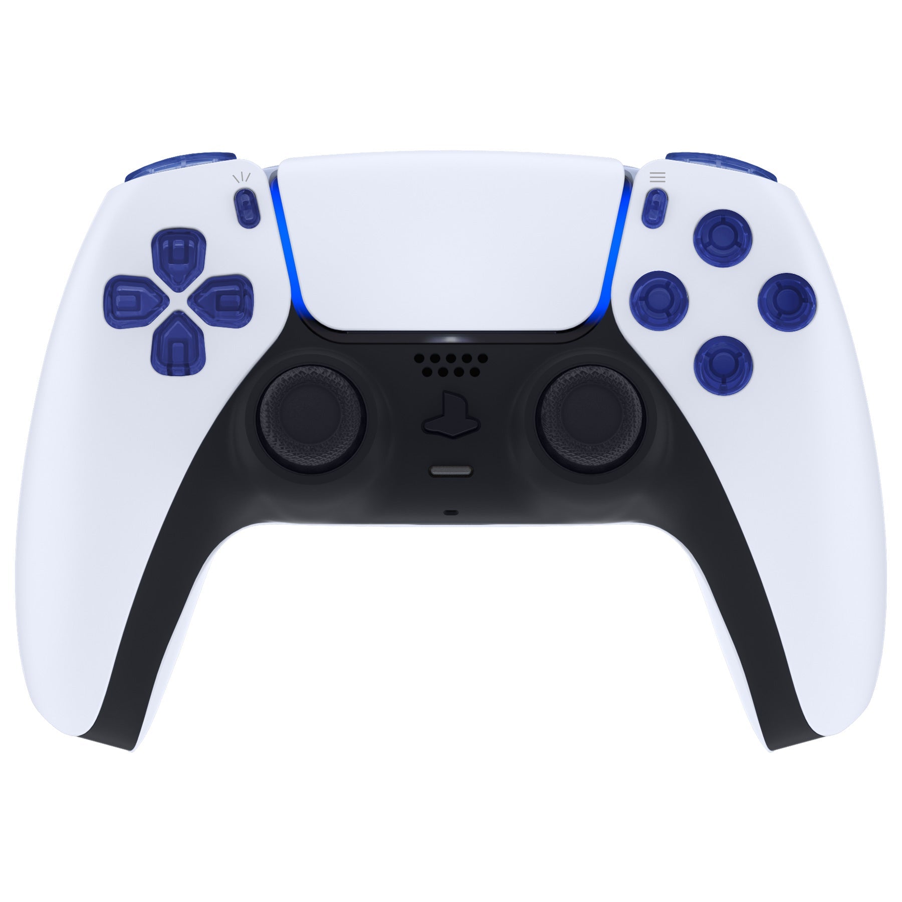 eXtremeRate Replacement Full Set Buttons Compatible with PS5 Controller BDM-030/040/050/060 - Crystal Clear Light Blue eXtremeRate