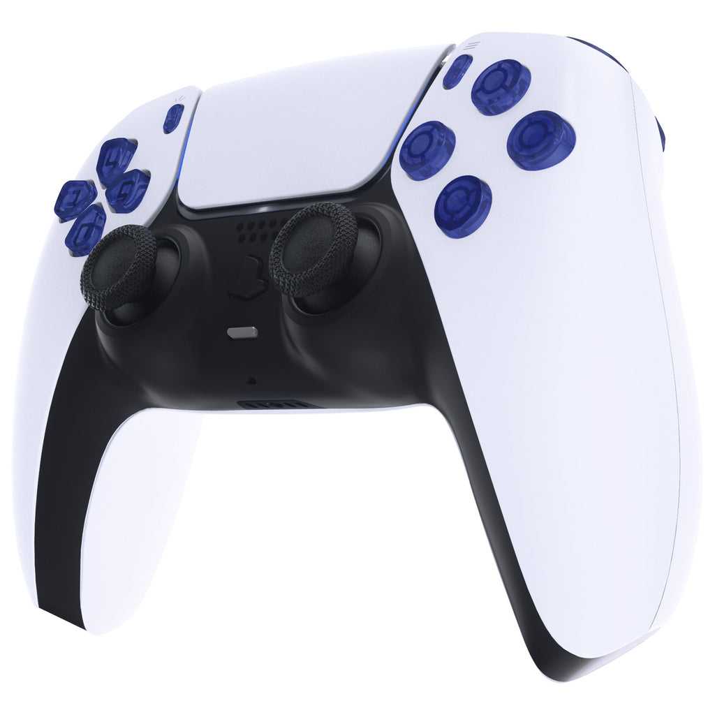 eXtremeRate Replacement Full Set Buttons Compatible with PS5 Controller BDM-030/040/050/060 - Crystal Clear Light Blue eXtremeRate
