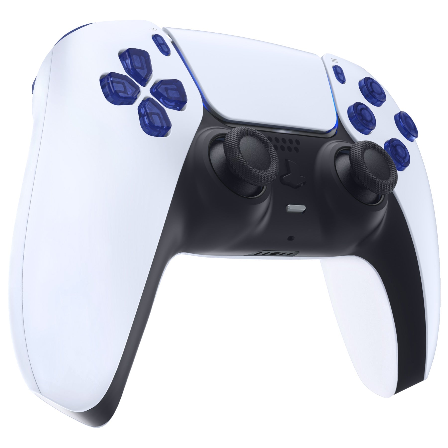 eXtremeRate Replacement Full Set Buttons Compatible with PS5 Controller BDM-030/040/050/060 - Crystal Clear Light Blue eXtremeRate