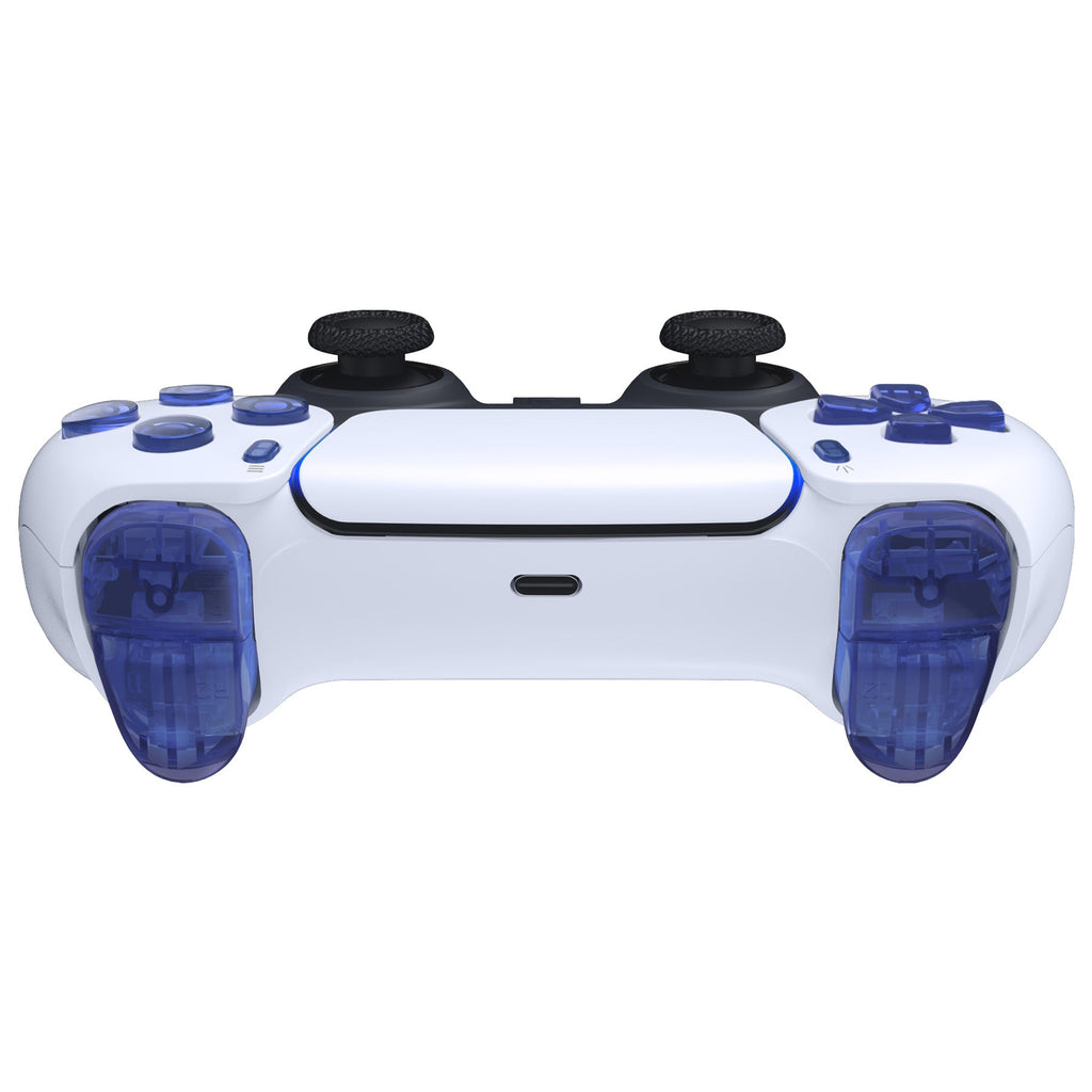eXtremeRate Replacement Full Set Buttons Compatible with PS5 Controller BDM-030/040/050/060 - Crystal Clear Light Blue eXtremeRate