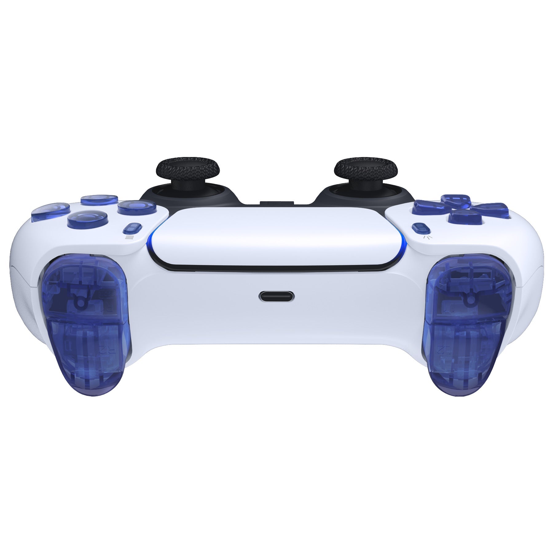 eXtremeRate Replacement Full Set Buttons Compatible with PS5 Controller BDM-030/040/050/060 - Crystal Clear Light Blue eXtremeRate
