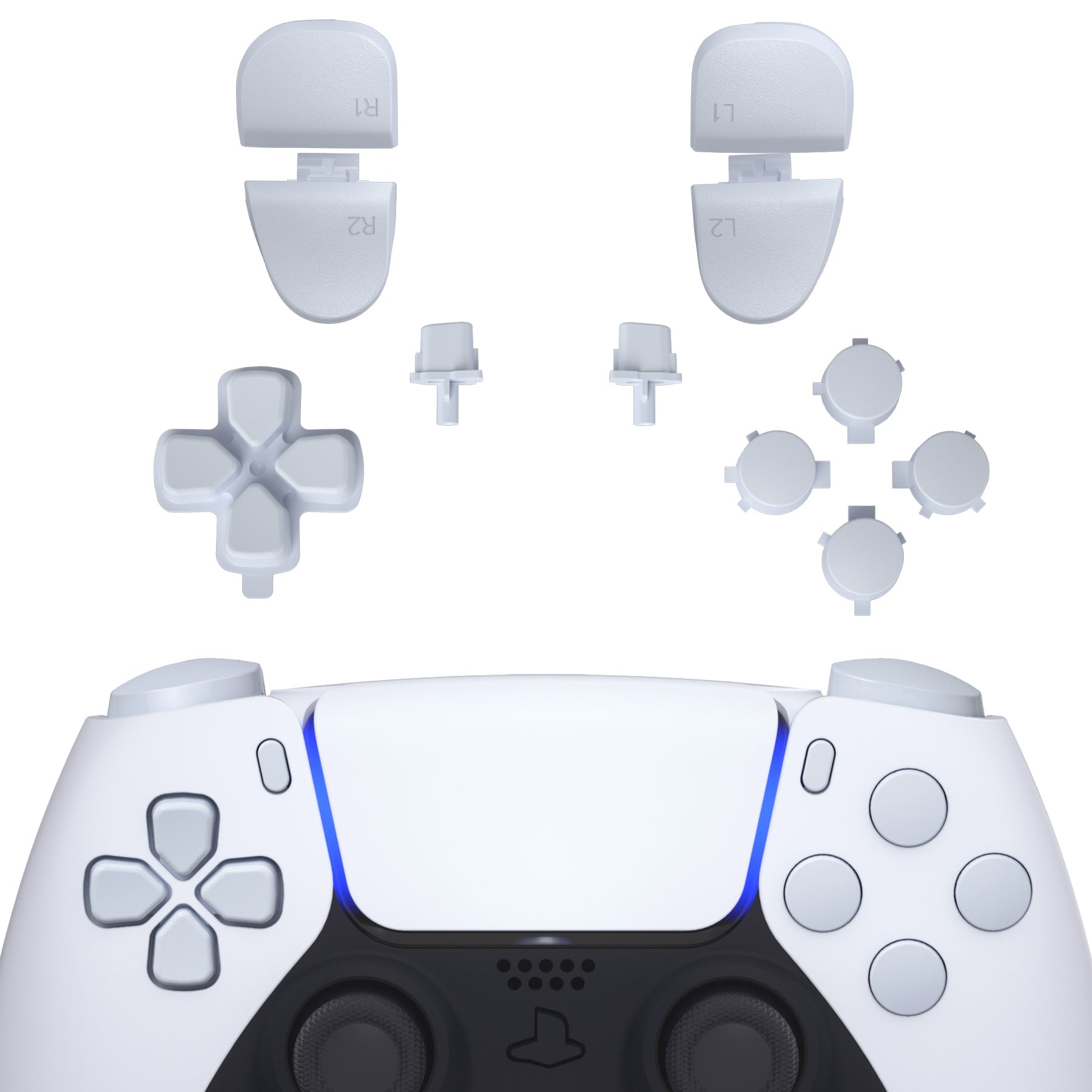 eXtremeRate Replacement Full Set Buttons Compatible with PS5 Controller BDM-030/040/050/060 - Original White eXtremeRate