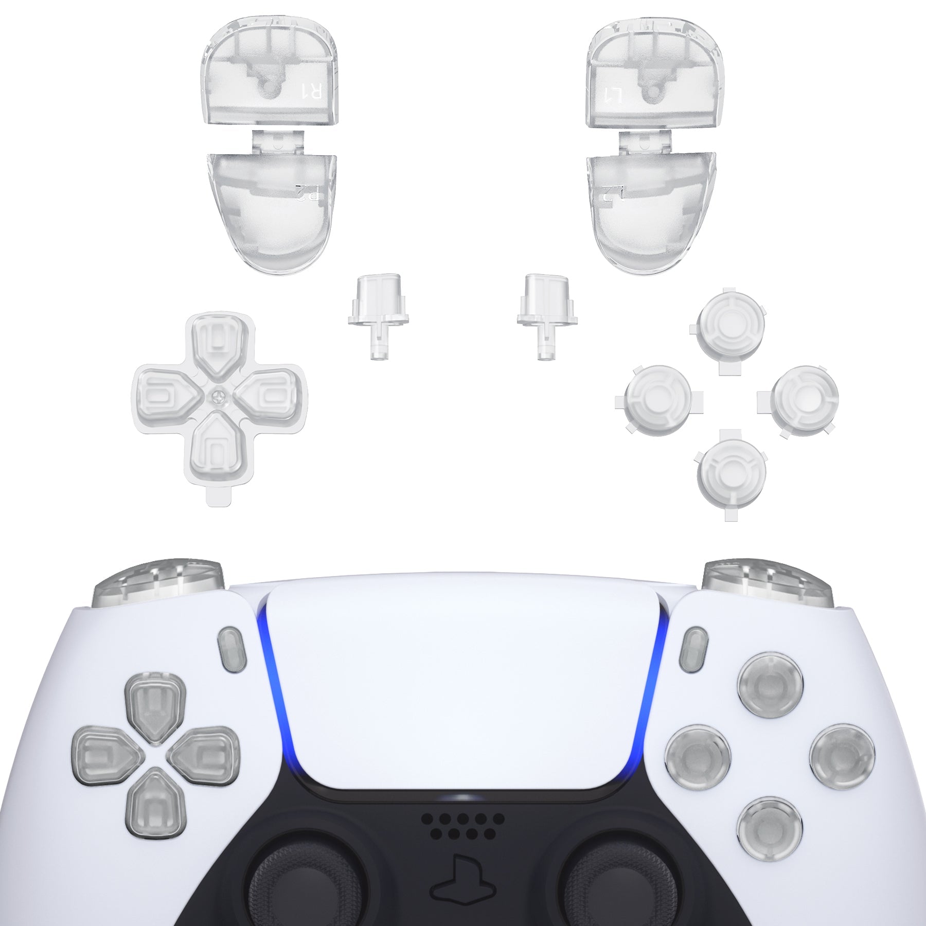 eXtremeRate Replacement Full Set Buttons Compatible with PS5 Controller BDM-030/040/050/060 - Glow in Dark - Green eXtremeRate