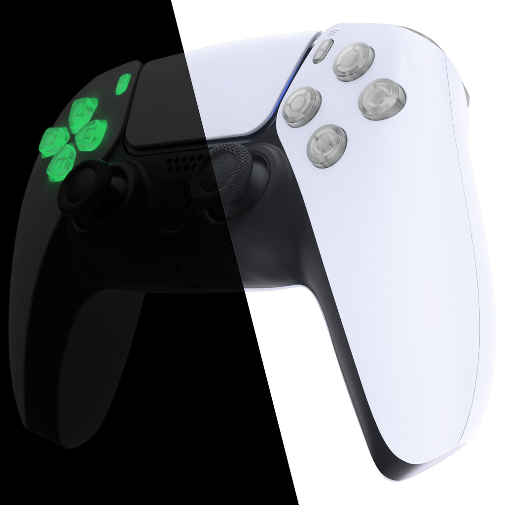 eXtremeRate Replacement Full Set Buttons Compatible with PS5 Controller BDM-030/040/050/060 - Glow in Dark - Green eXtremeRate