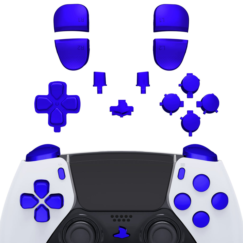 eXtremeRate Replacement Full Set Buttons Compatible with PS5 Edge Controller - Chrome Blue eXtremeRate