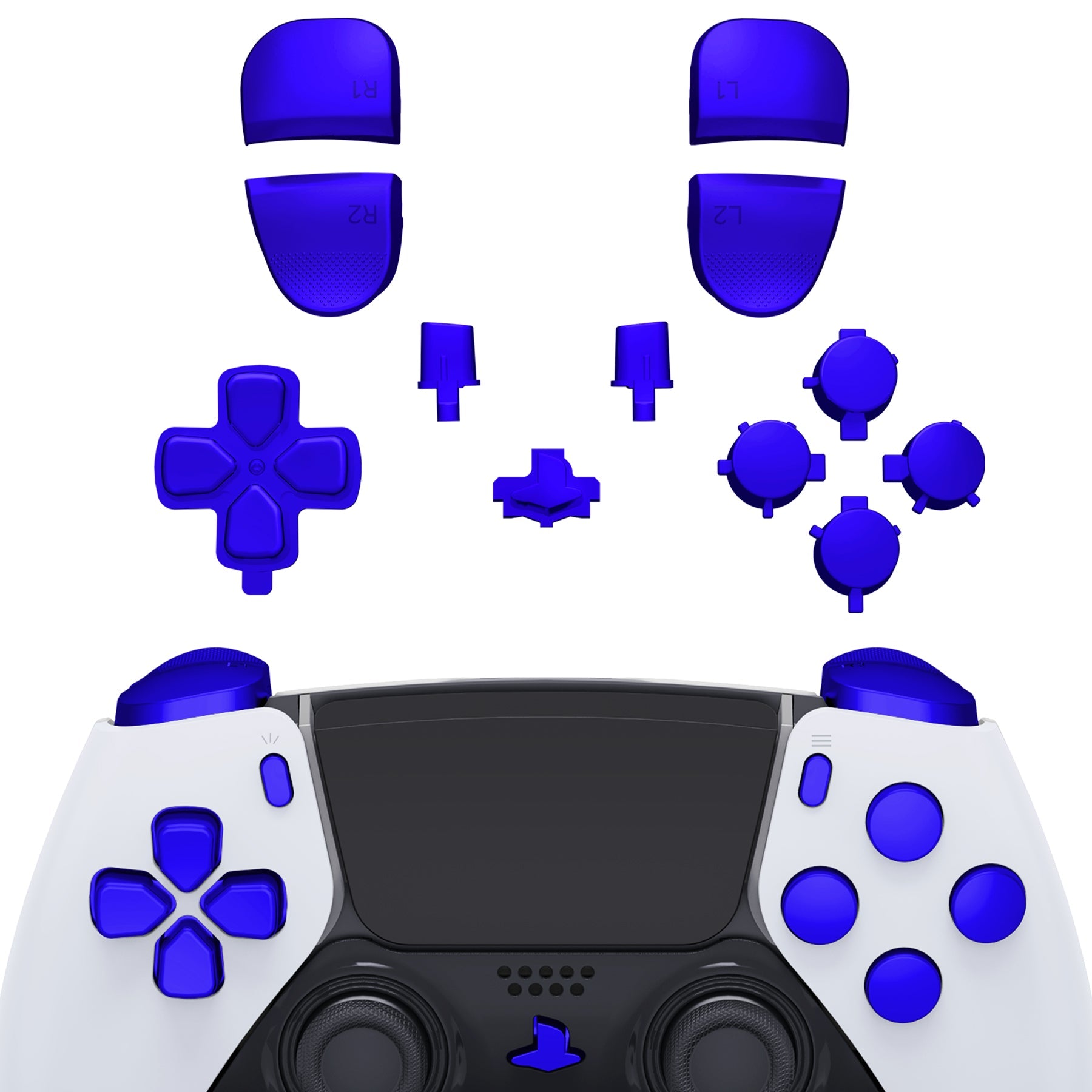 eXtremeRate Replacement Full Set Buttons Compatible with PS5 Edge Controller - Chrome Blue eXtremeRate