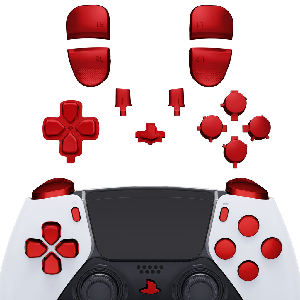 eXtremeRate Replacement Full Set Buttons Compatible with PS5 Edge Controller - Chrome Red eXtremeRate