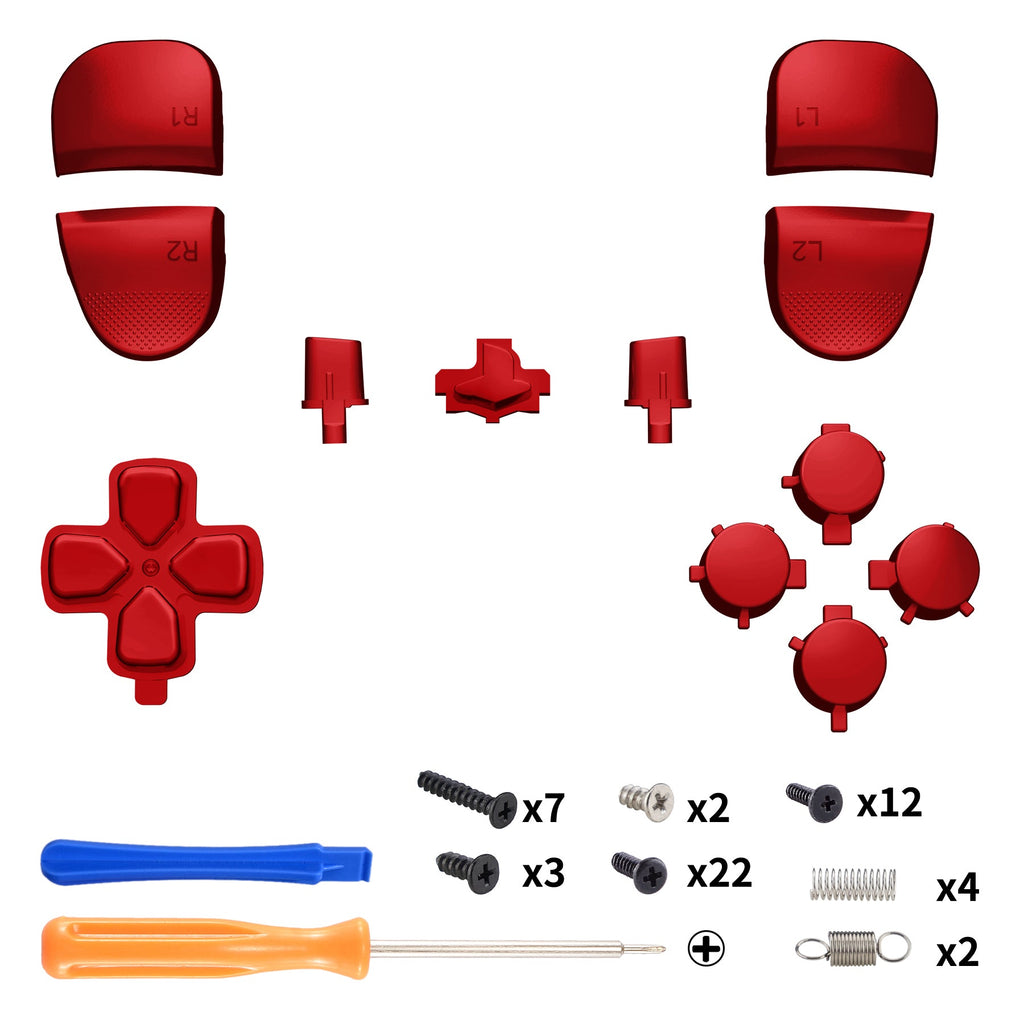 eXtremeRate Replacement Full Set Buttons Compatible with PS5 Edge Controller - Chrome Red eXtremeRate