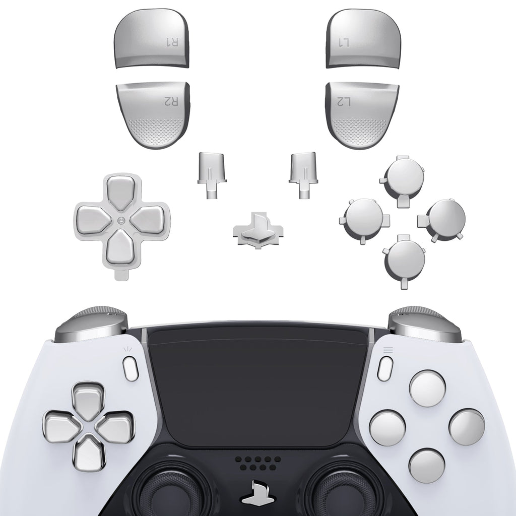 eXtremeRate Replacement Full Set Buttons Compatible with PS5 Edge Controller - Chrome Silver eXtremeRate