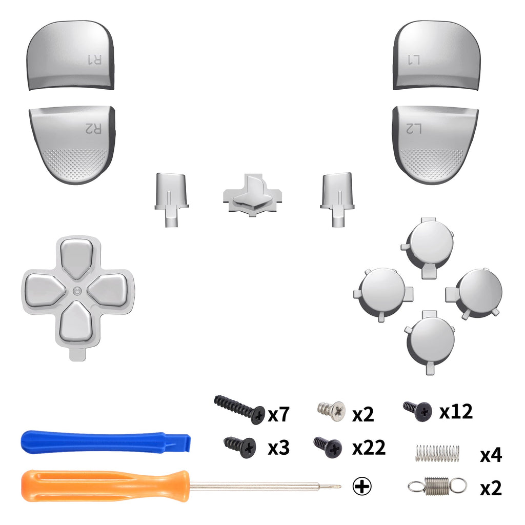 eXtremeRate Replacement Full Set Buttons Compatible with PS5 Edge Controller - Chrome Silver eXtremeRate